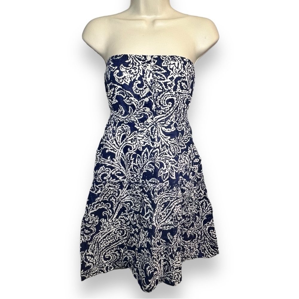 American Eagle Women’s Strapless Dress Navy White Size 4